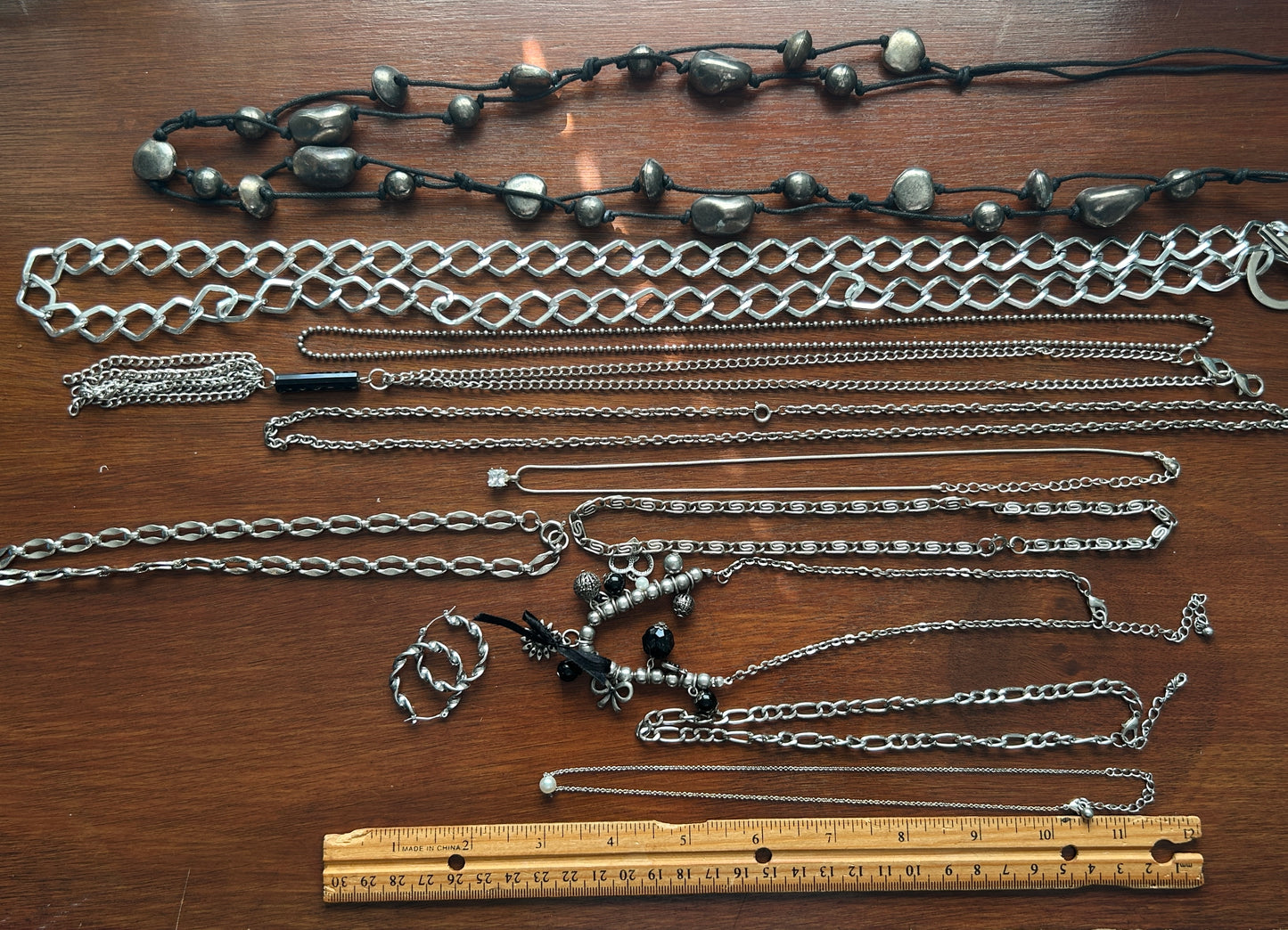 Lot of Vintage To Now Jewelry Necklace Earrings Silver Tone Black Pendant Bead