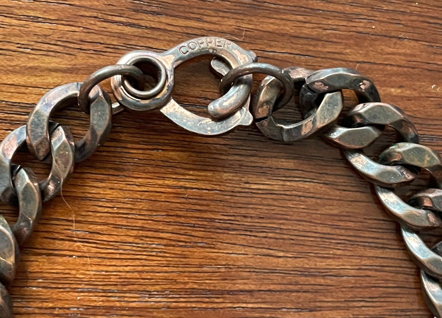 Vintage Copper Chunky Curb Chain Bracelet Marked