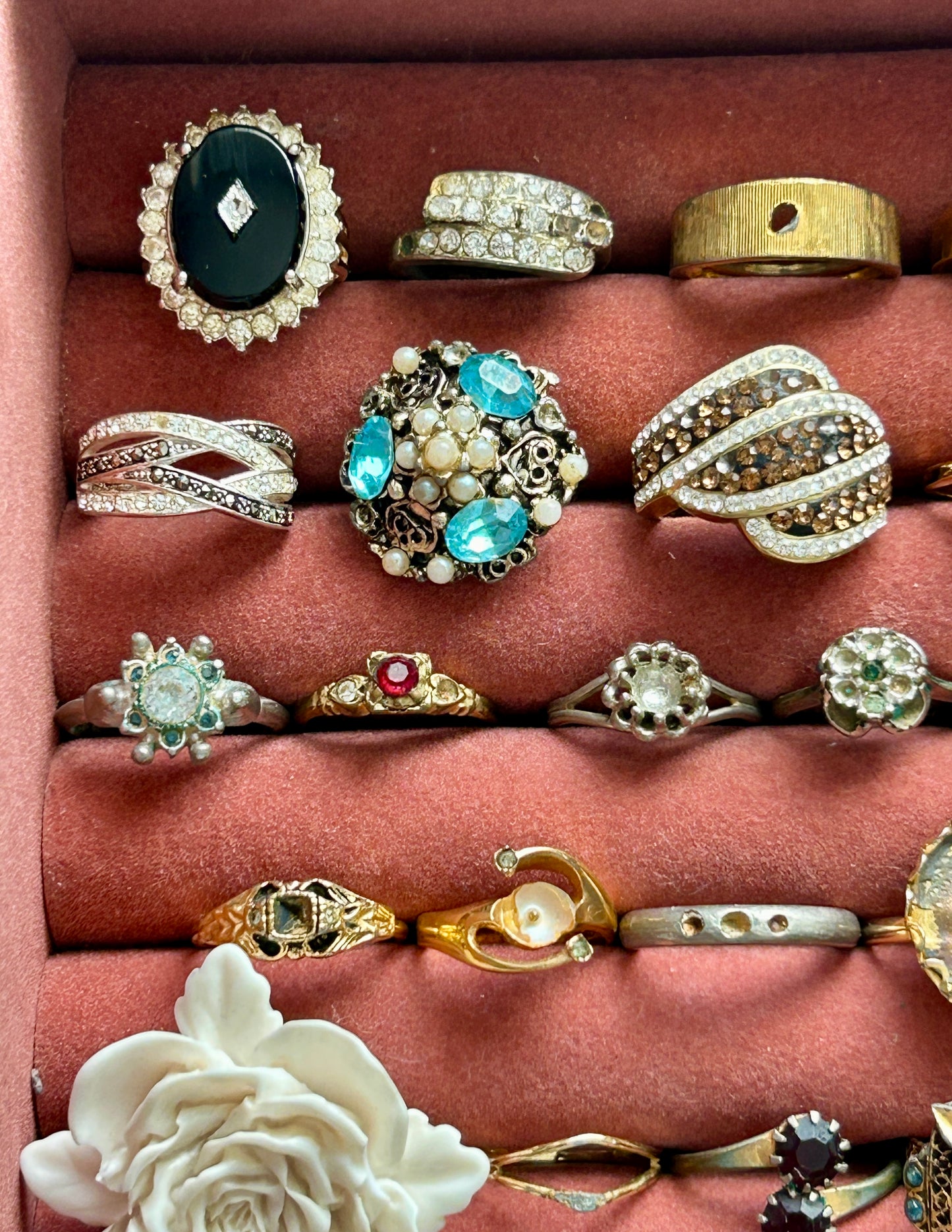 Vintage Lot Costume Fashion Cocktail Rings DAMAGED Harvest Rhinestone Craft