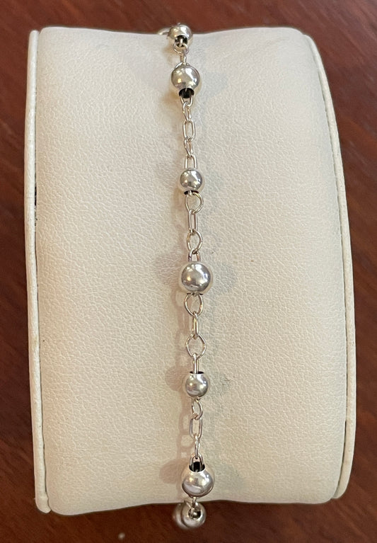 Vintage Sterling Silver Ball and Link Chain Bracelet