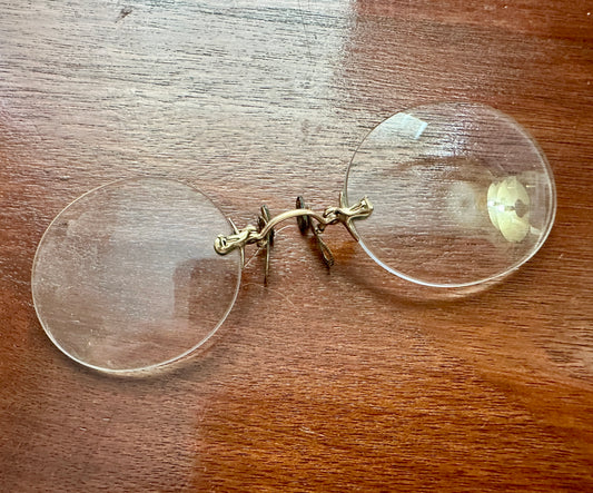 Vintage Antique Gold Filled Frameless Shur-On Pince Nez Glasses Eyeglasses