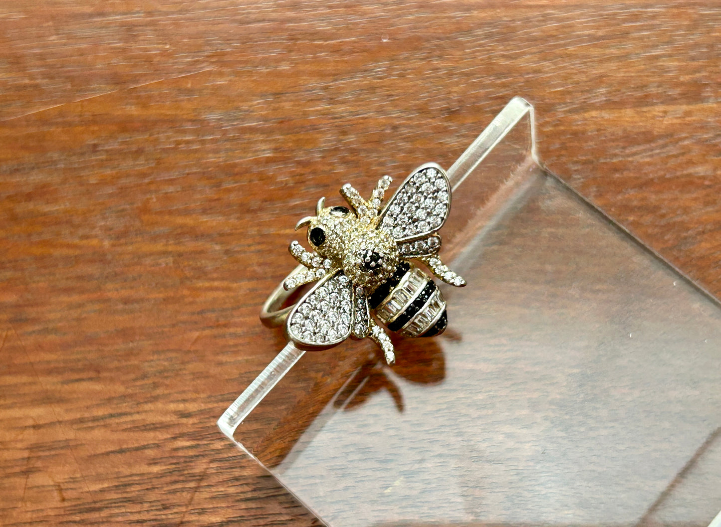 Sterling Silver 925 Jeweled Bumbe Bee Large Ring Sz 7.5