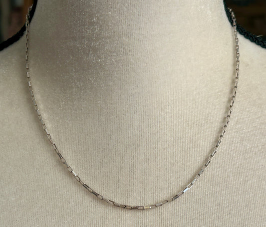 Sterling Silver 925 Paperclip Chain Necklace 18" Long