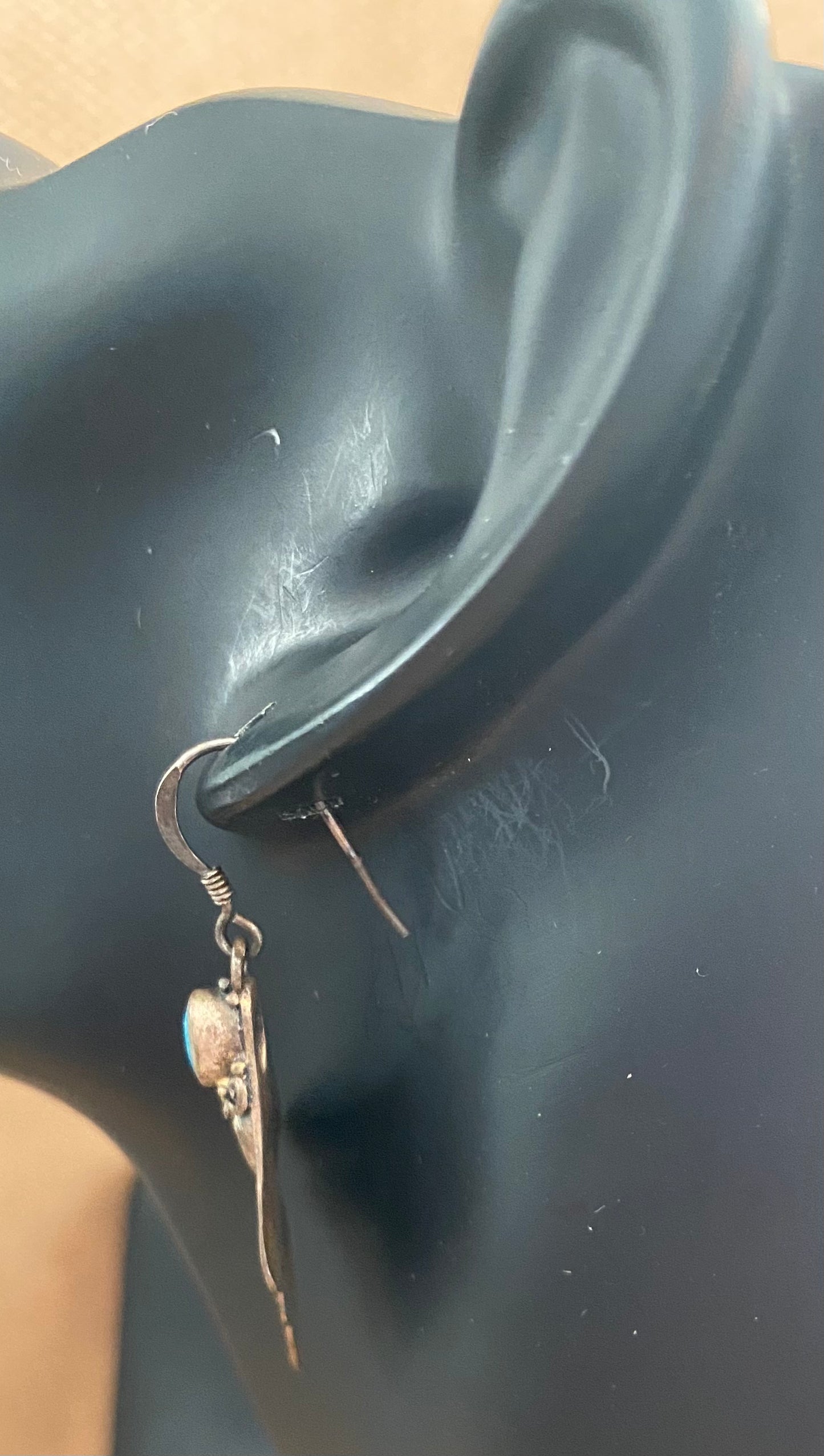 Sterling Silver 925 Turquoise Drop Dangly Pierced Earrings