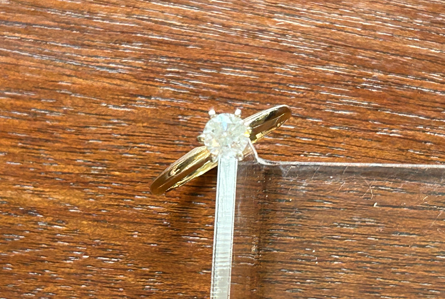 Vintage 14k Yellow Gold .46ct Round Diamond Solitaire Engagement Ring Sz 5.25