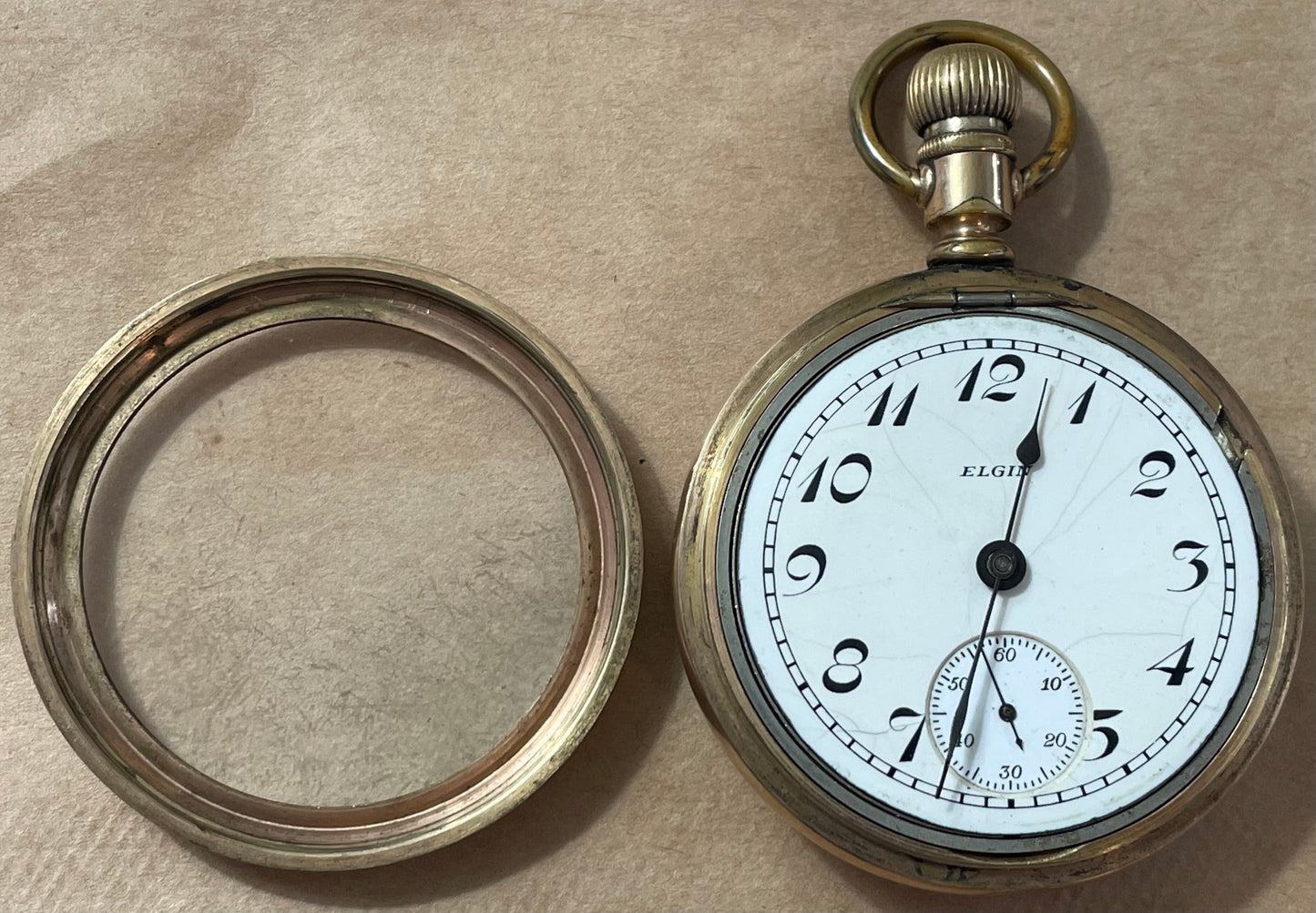 Antique 1901 Elgin Open Faced Pocket Watch 15J Gold Filled 18s