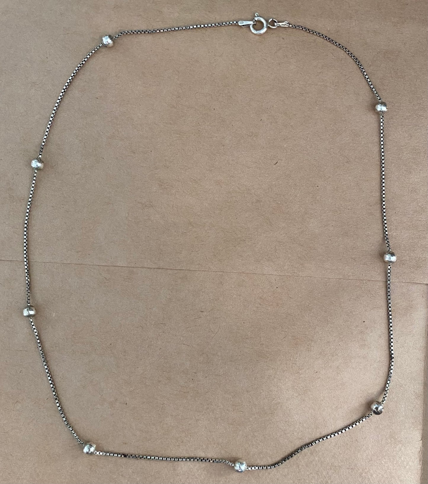 Sterling Silver 925 Box Chain Ball Bead Necklace