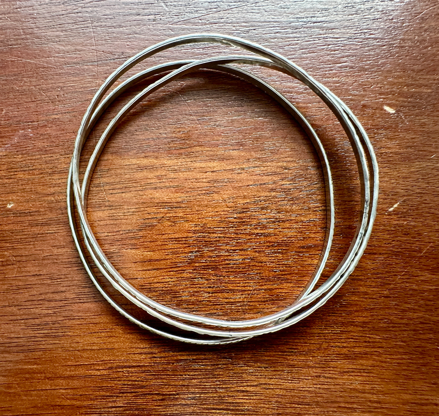 Set of 3 Vintage Signed Beau Sterling Silver 925 Patterened Bangle Bracelet Lot
