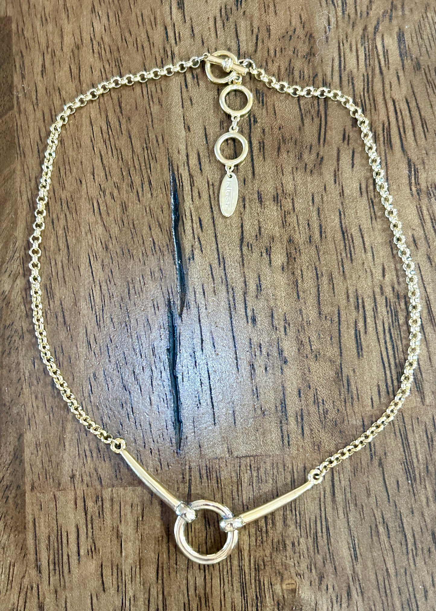 Signed Talbots Gold Tone Circle Necklace Adjustable