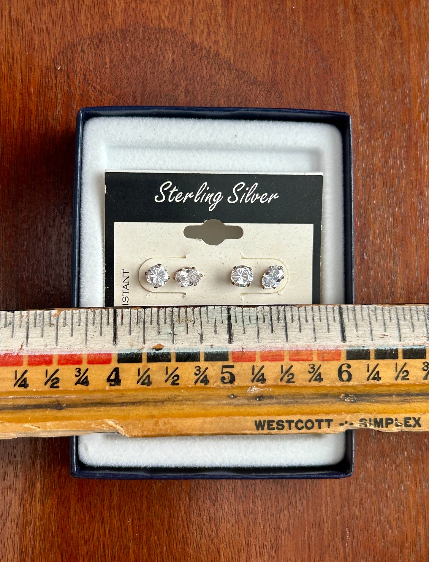 Sterling Silver 925 Round Marquise CZ Stud Pierced Earrings Set