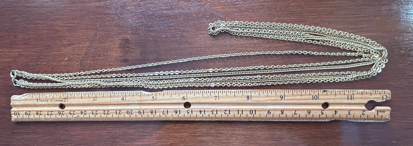 Vintage Gold Tone Multistrand Chain Long Necklace