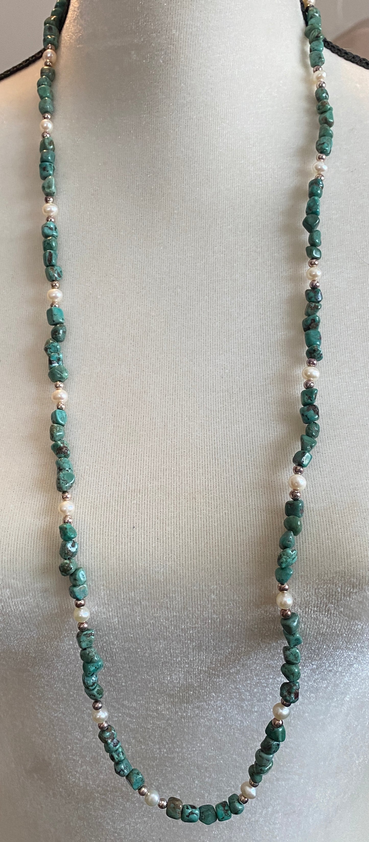 Relios by Carolyn Pollack Green Turquoise Pearl Sterling Silver Necklace