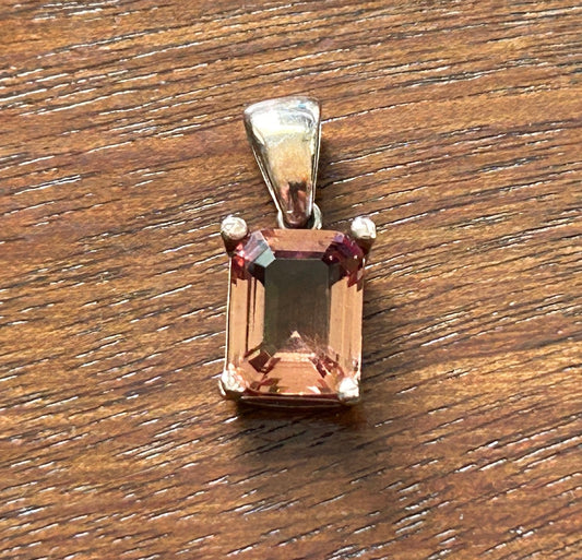 Gold Vermeil over Sterling Silver 925 Emerald Cut Faux Zultanite Pendant