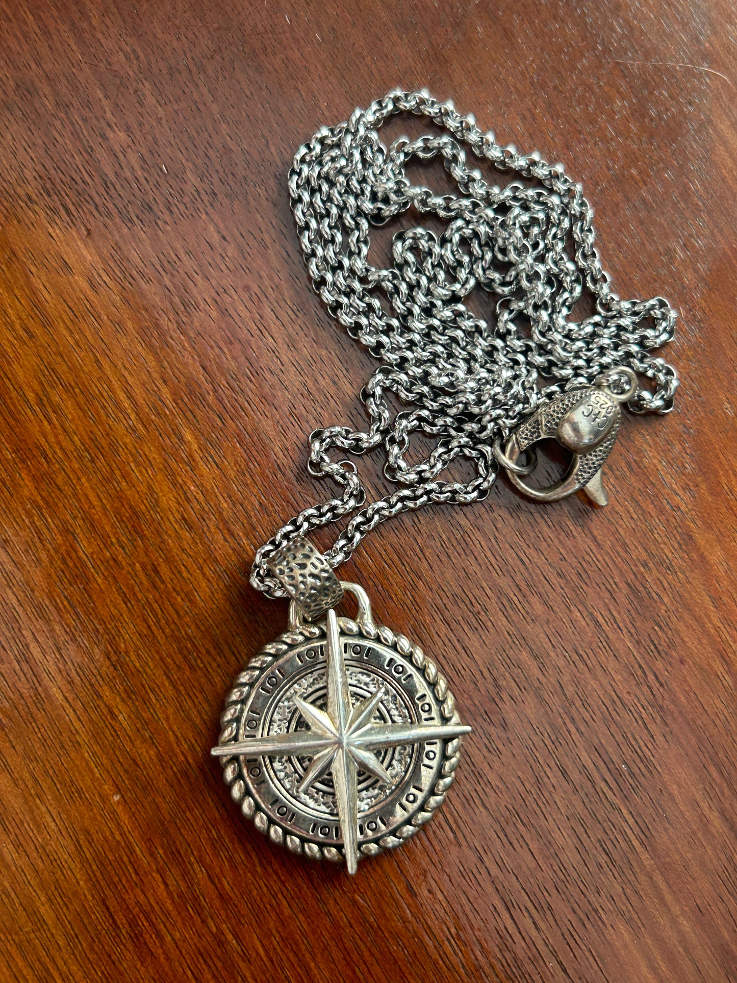 Clocks and Colours Sterling Silver 925 North Star Pendant Chain Necklace