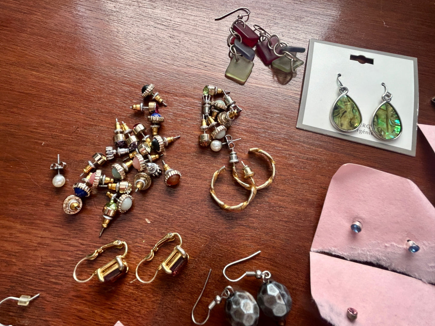 Lot of Vintage to Now Pierced Earrings Gold Silver Cats Eye Bead Studs Hoops