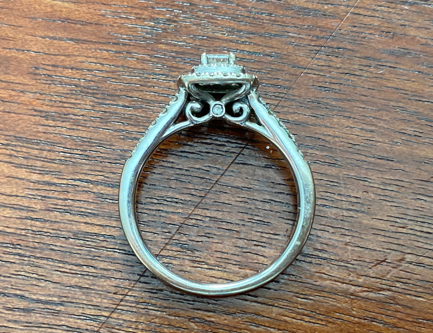 GDM 14k White Gold .50ctw Princess Cut Halo Engagement Ring Sz 7