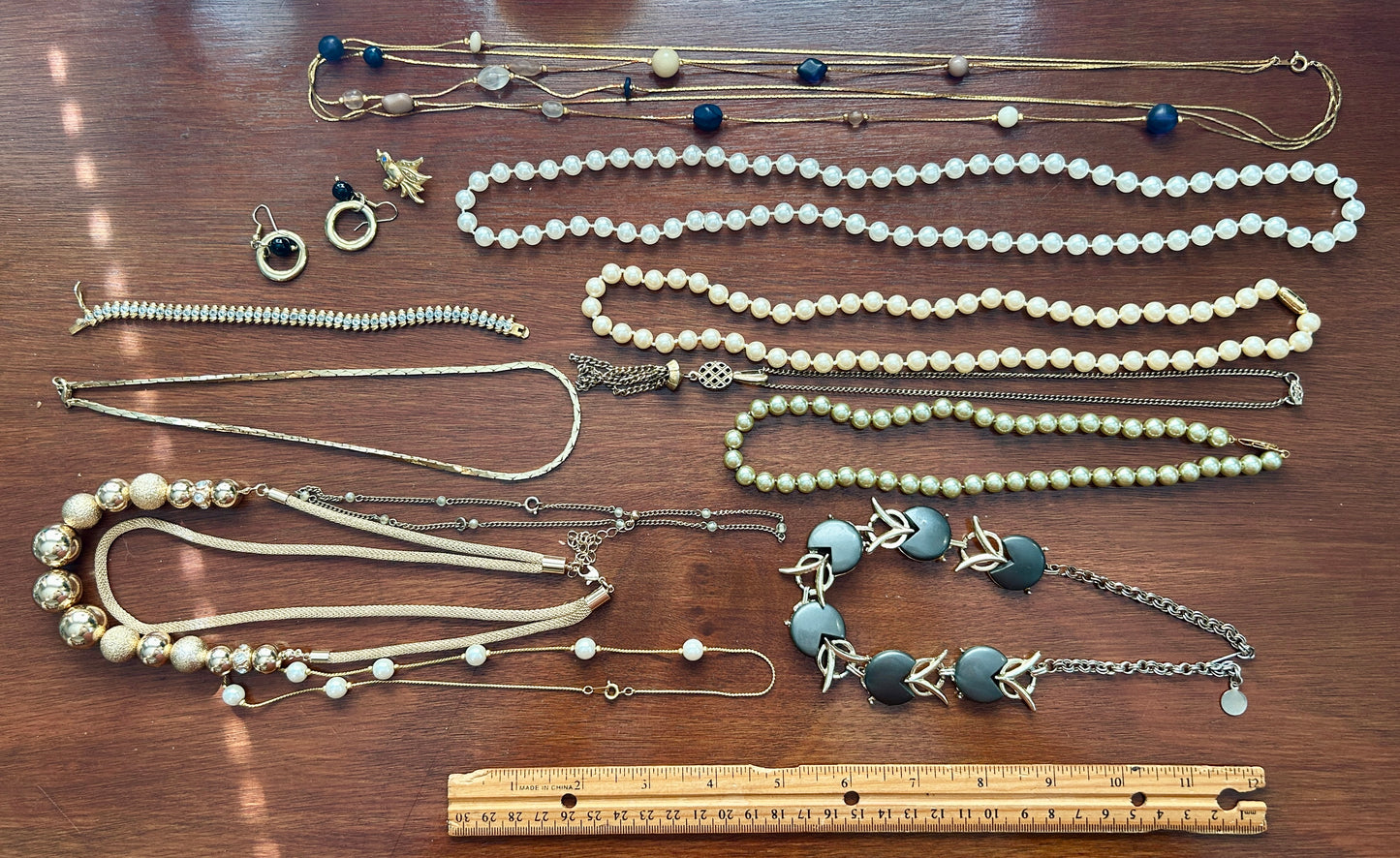 Vintage to Now Jewelry Lot Faux Pearls Gold Chain Necklaces Thermoset Earrings