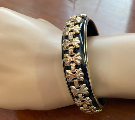 Vintage Black Gold Metal Bangle Bracelet