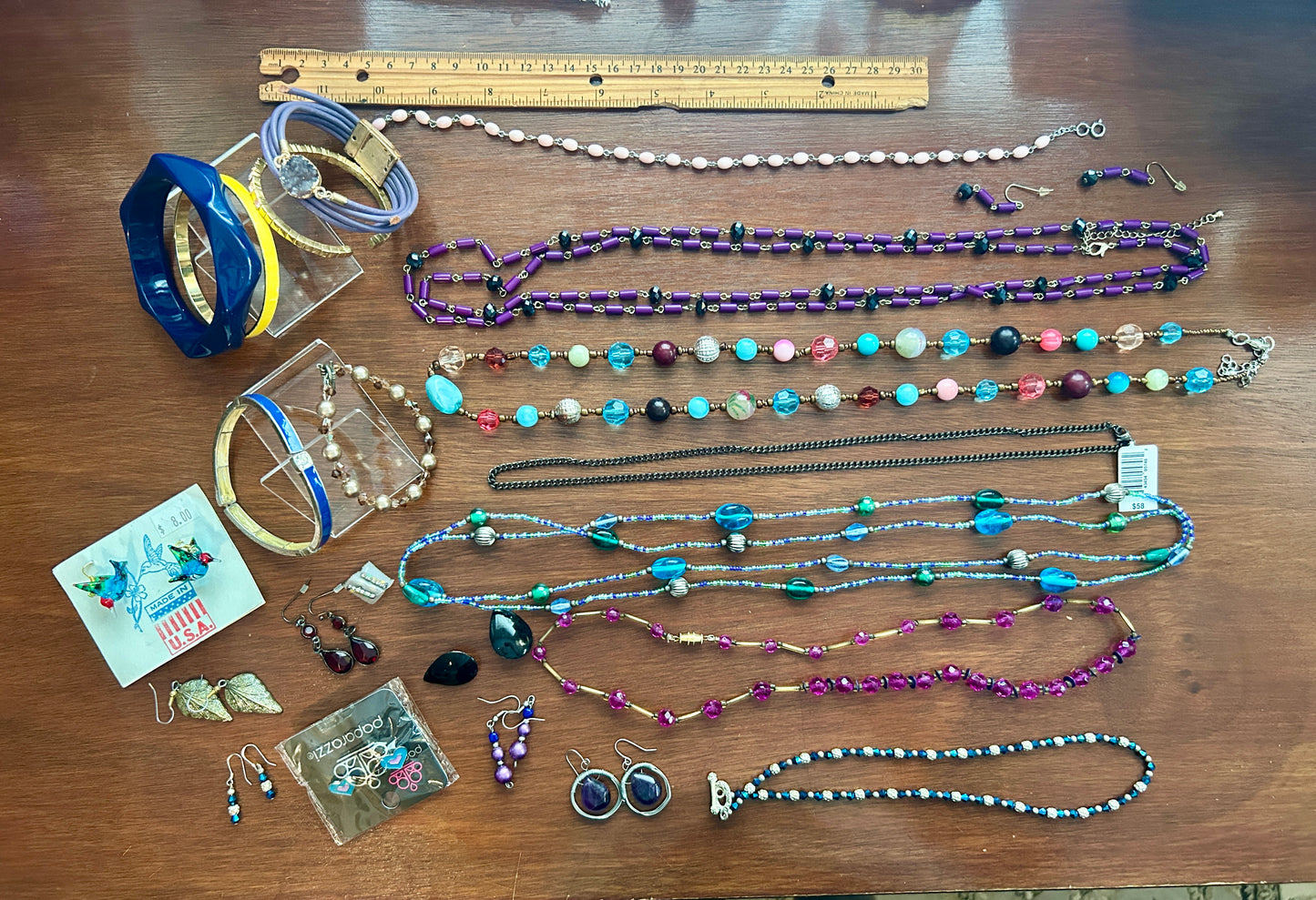 Vintage to Now Colorful Jewelry Lot Druzy Glass Beads Rhinestones Earrings More