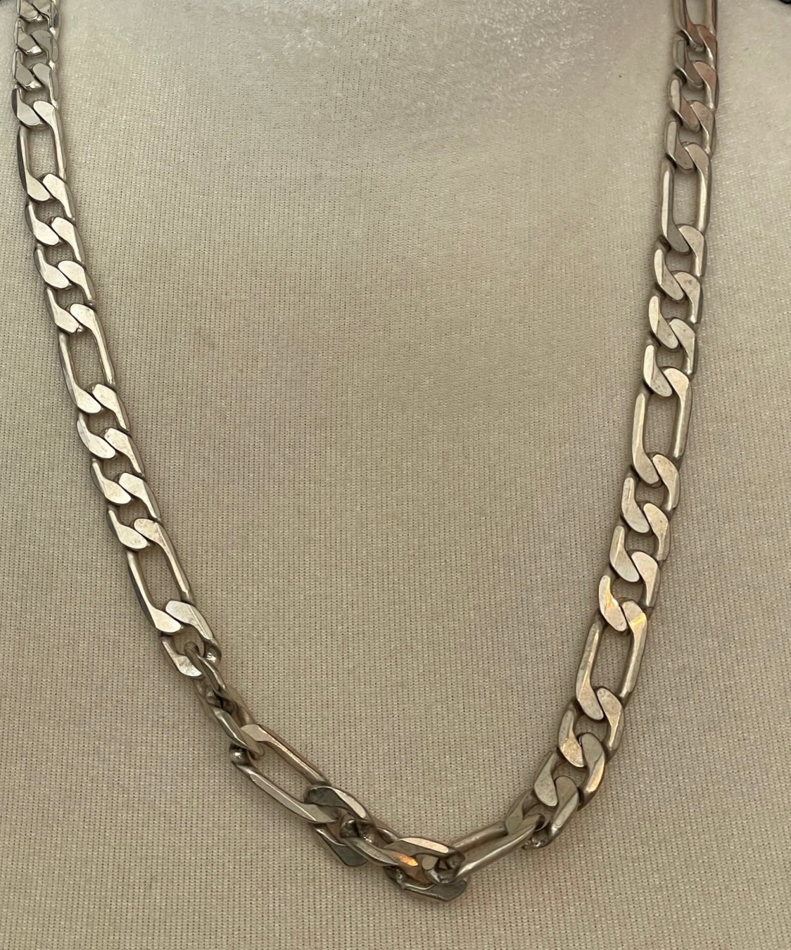 Sterling Silver 925 Heavy Flat Figaro Chain Necklace 24" x 10mm