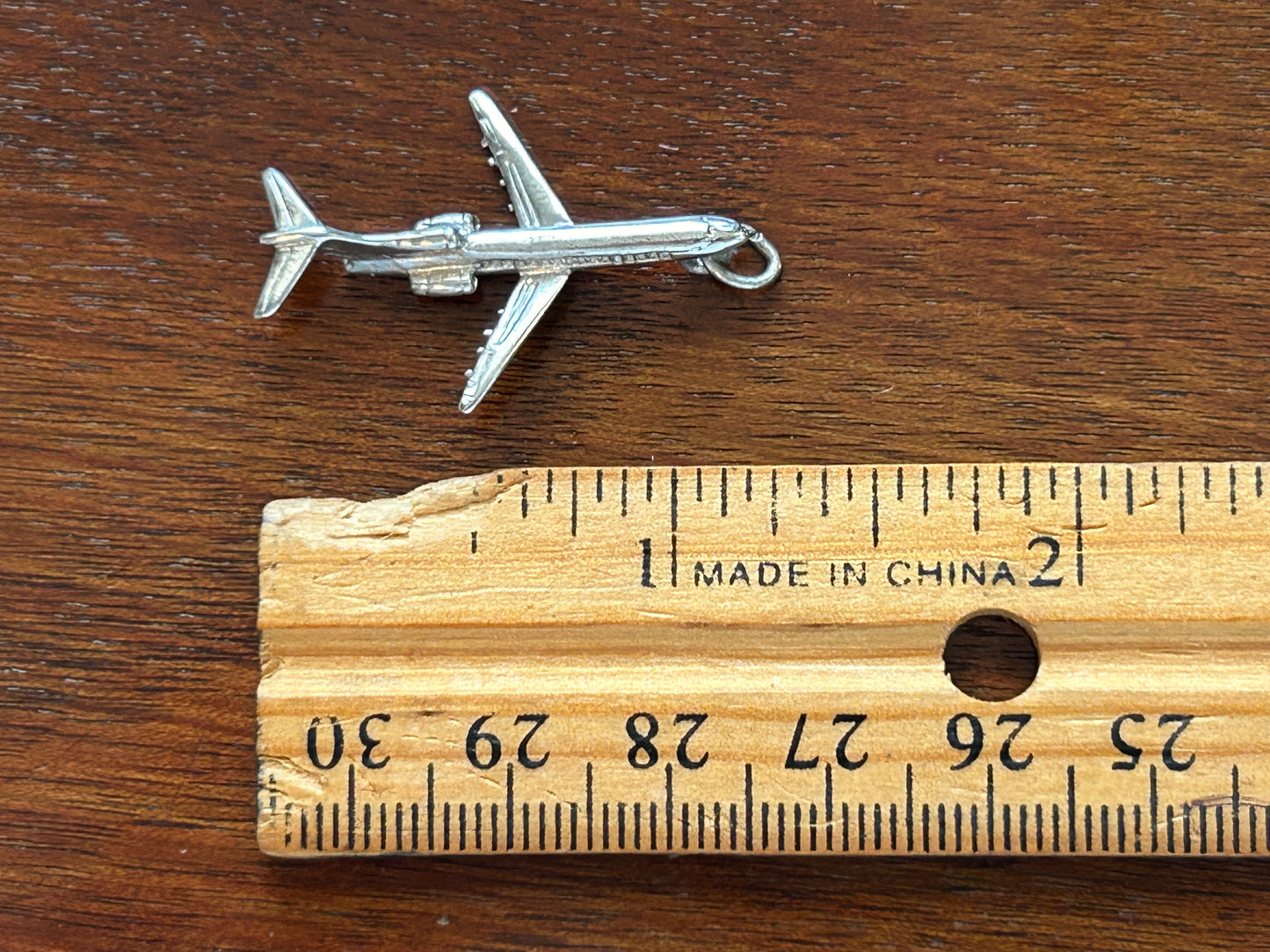 Silver Tone Aeroplane Airplane Jet Boeing Necklace Pendant