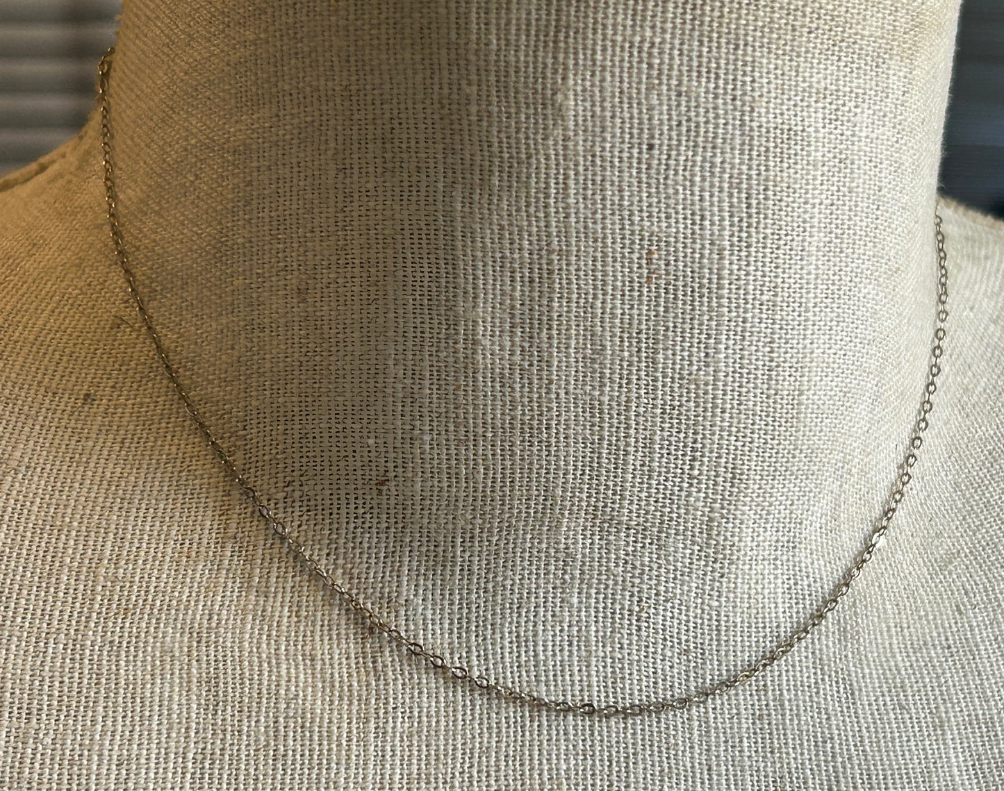12k White Gold Filled Thin Chain Necklace 15" Long