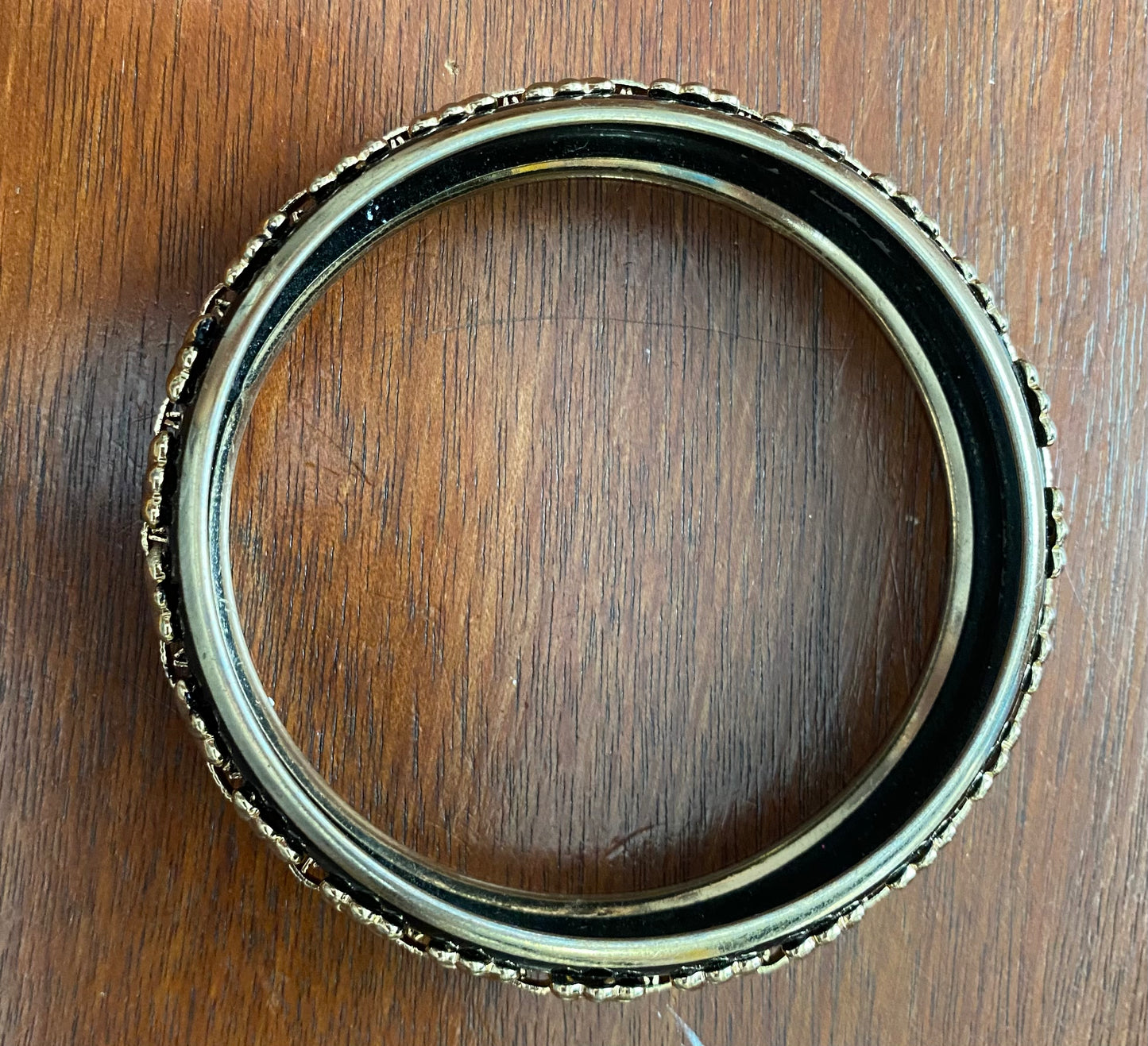 Vintage Black Gold Metal Bangle Bracelet
