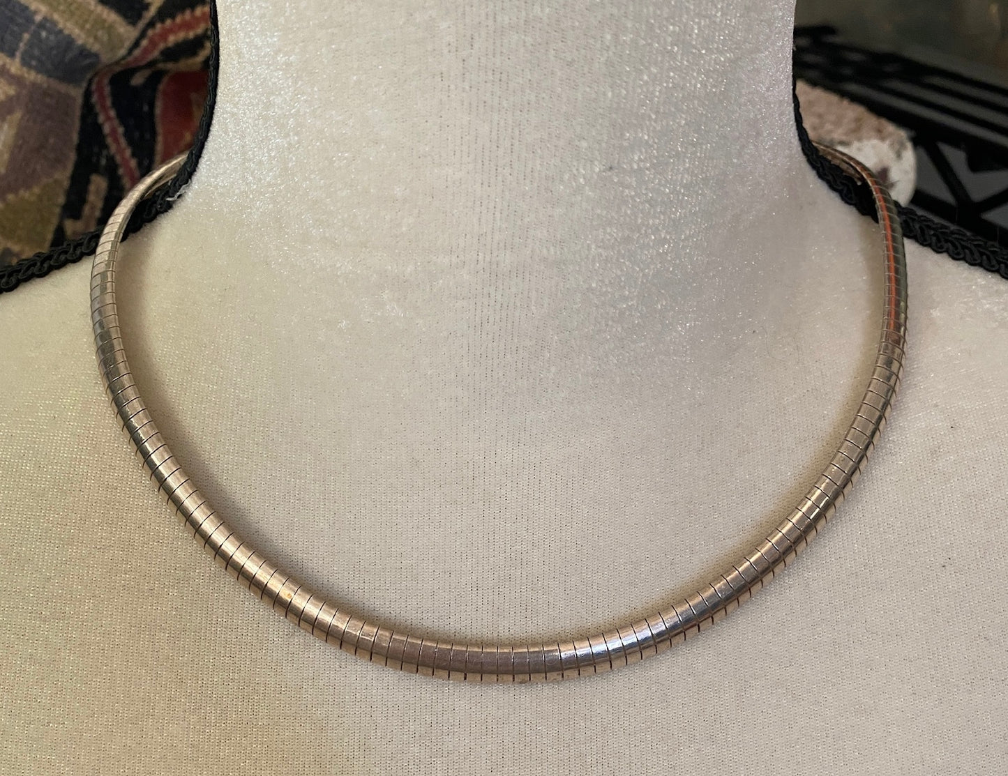 Sterling Silver 925 Omega Chain Collar Necklace Signed SU