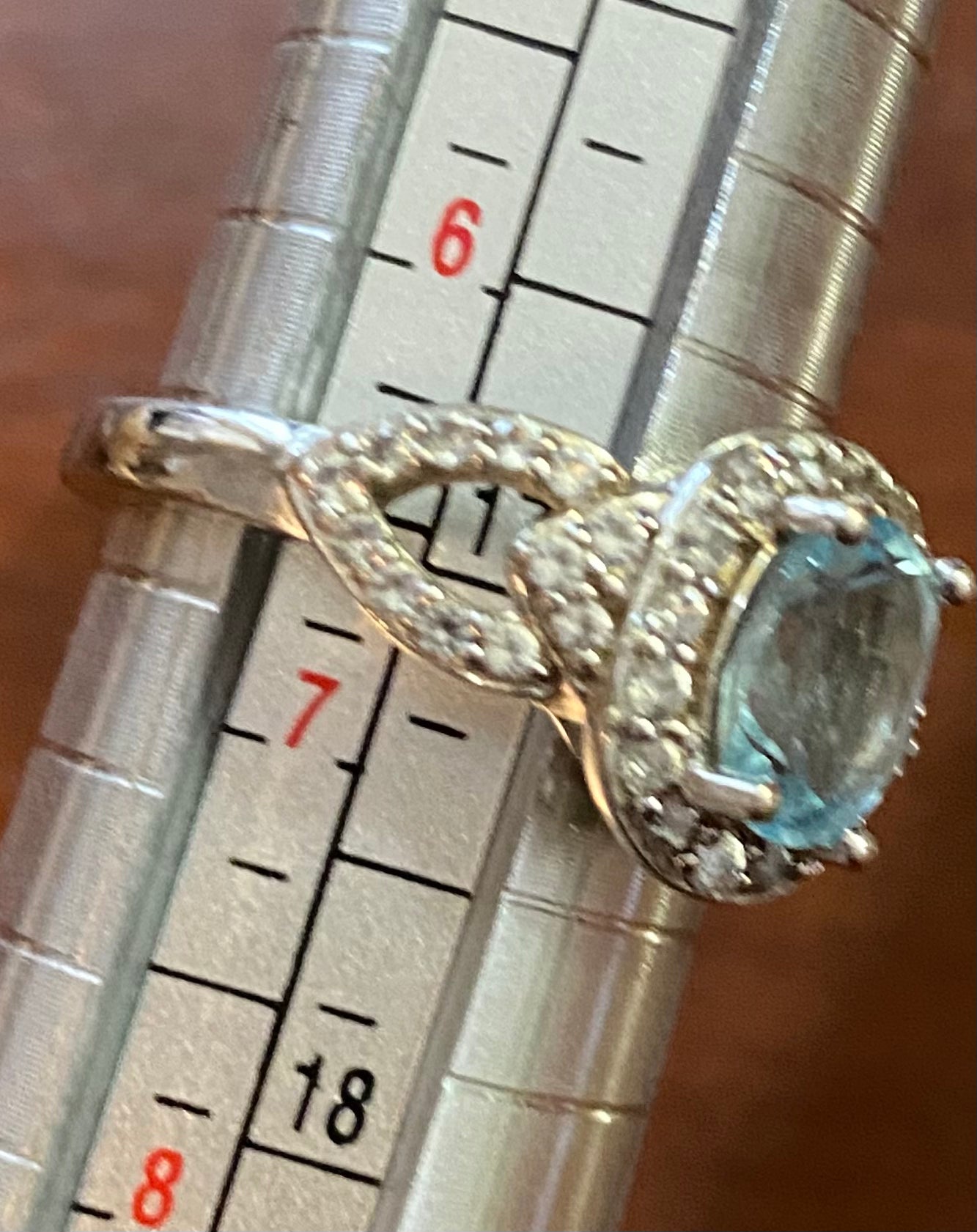 Sterling Silver 925 Blue Topaz Ring Sz 6.5 Signed SUN Designer
