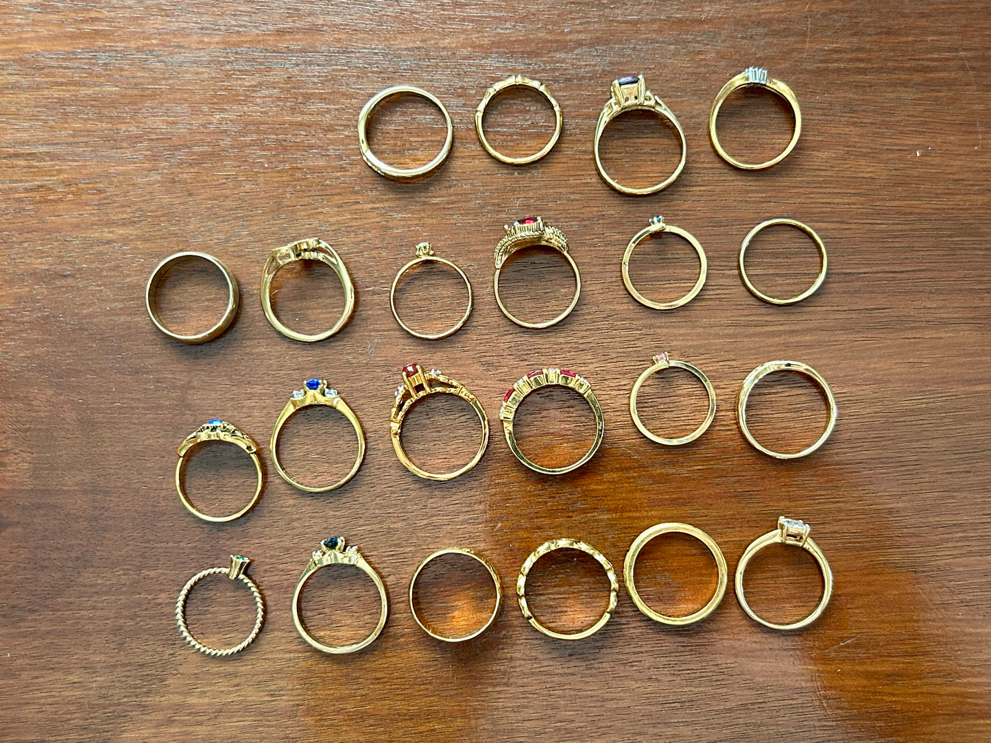 Vintage to Now Ring Lot Cocktail Avon Rhinestone Gold Tone Bands Rings CZ Heart