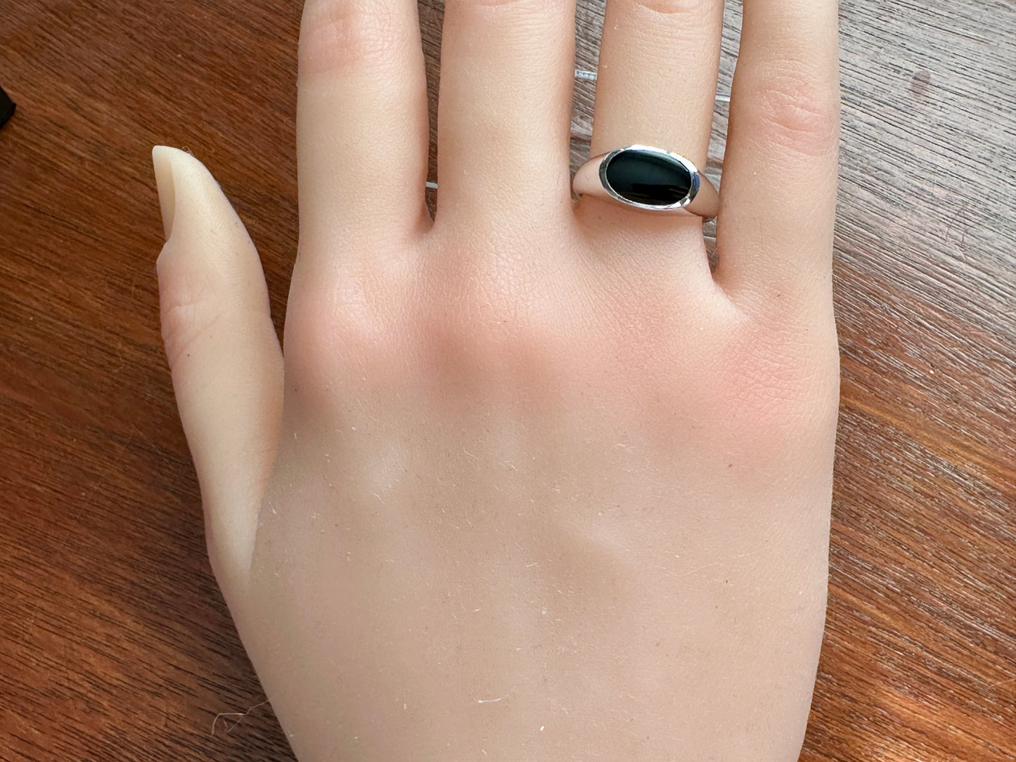 Sterling Silver 925 Black Onyx Inlay Signet Ring Sz 6.75