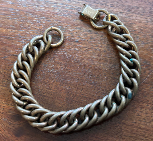 Vintage Solid Copper Large Wide Chunky Chain Link Bracelet