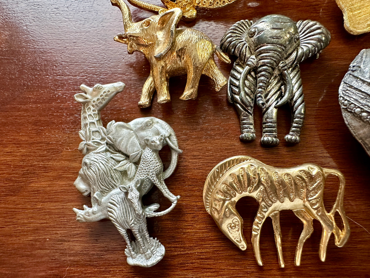 Vintage to Now Safari Jungle Theme Animal Brooch Pin Lot Elephant Some Signed