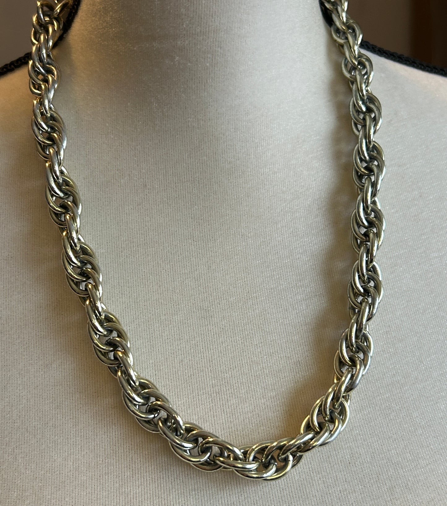 Chunky Silver Tone Chain Link Necklace