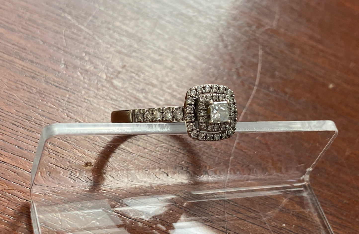 GDM 14k White Gold .50ctw Princess Cut Halo Engagement Ring Sz 7