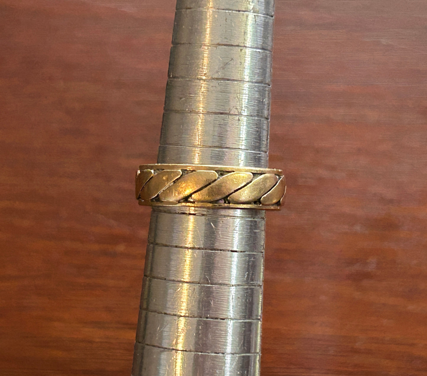 Vintage 14k Yellow Gold Wide Wedding Band Ring Sz 7.5