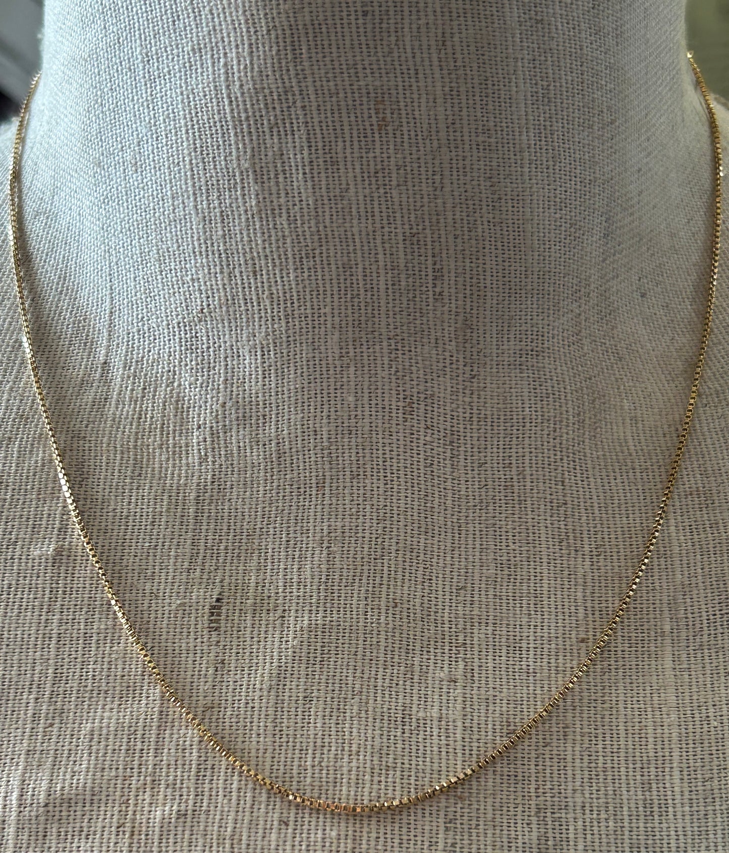 Gold Plate Vermeil over Sterling Silver 925 Box Chain Necklace 18" Long