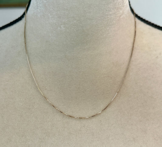 Sterling Silver 925 Box Chain Necklace 18" Long x 1mm Wide