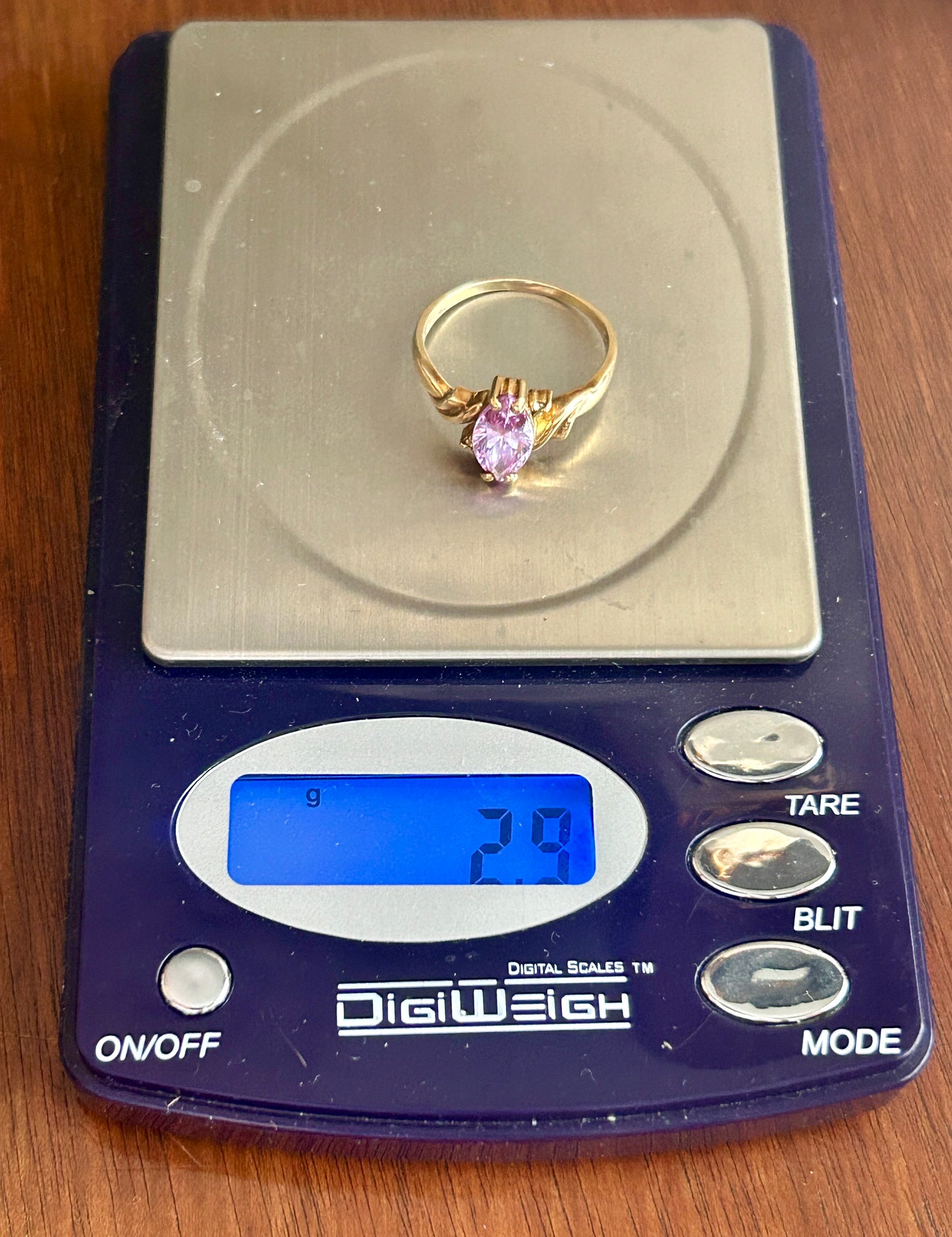 10k Yellow Gold Marquise Amethyst Diamond Accent Ring Sz 8.75