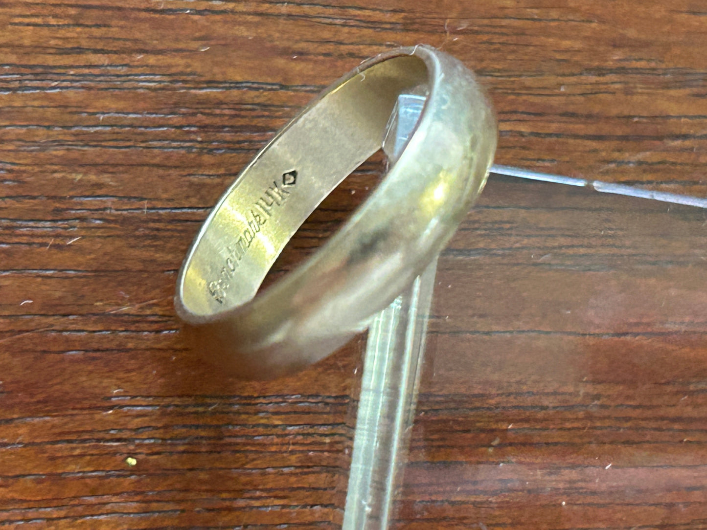 Vintage 14k Yellow Gold Wide Wedding Band Ring Sz 6.75 Signed Benchmark