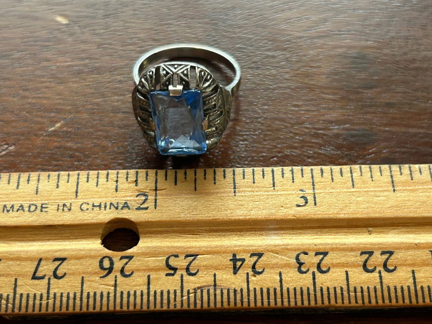 Art Deco Style Blue Glass 835 Silver Ring Sz 6.25