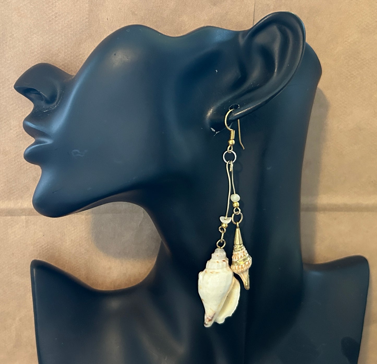 Long Dangle Drop Real Shell Earrings Pierced