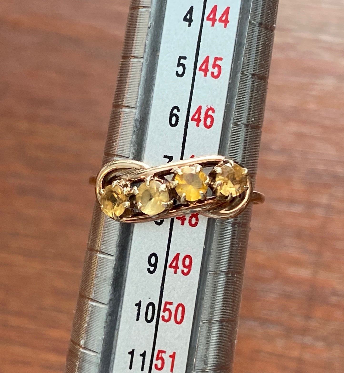 Vintage 10k Yellow Gold Prong Set Citrine Ring Sz 4.25
