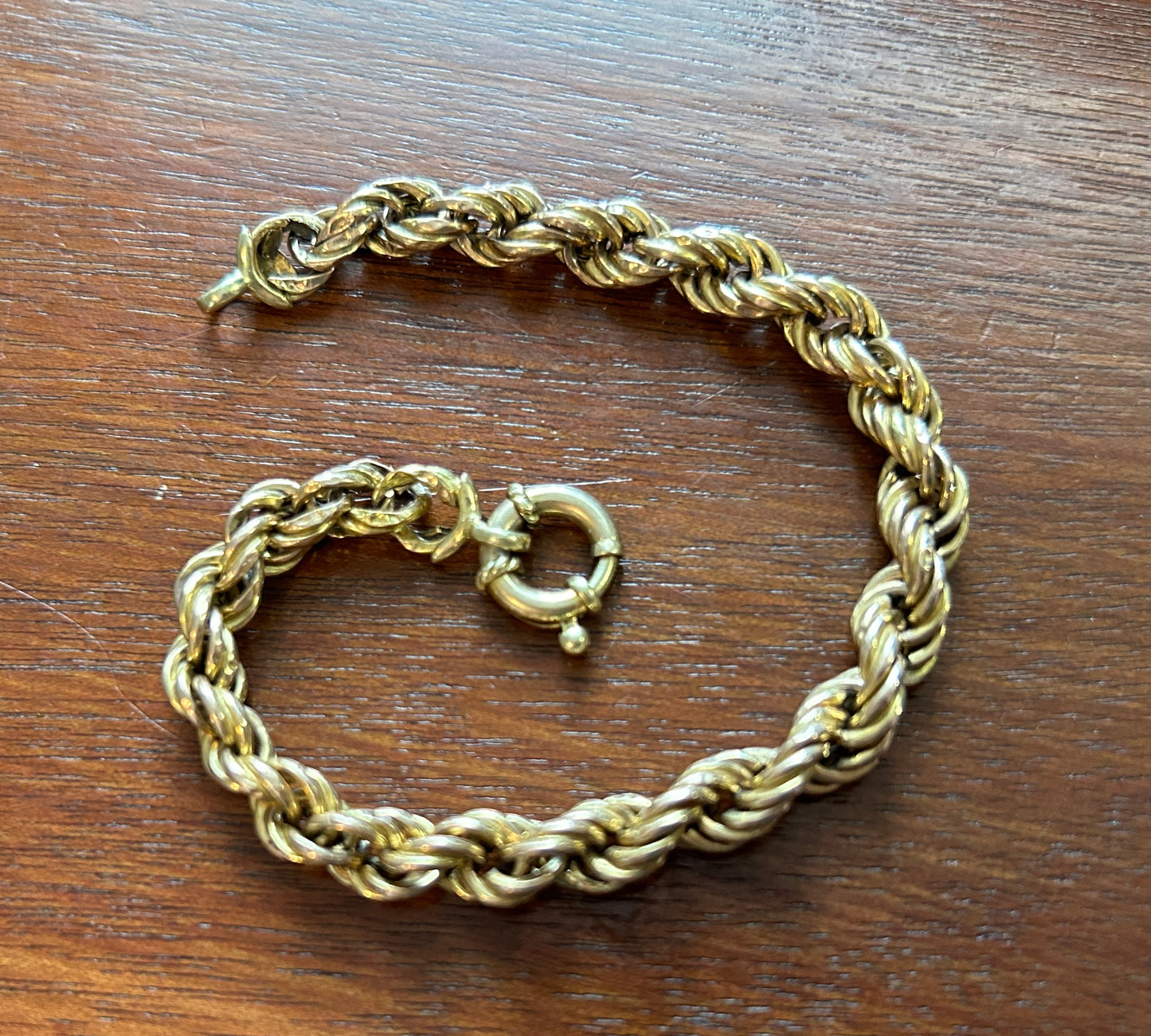 14k Yellow Gold Chunky Bracelet Large Clasp Twist Chain