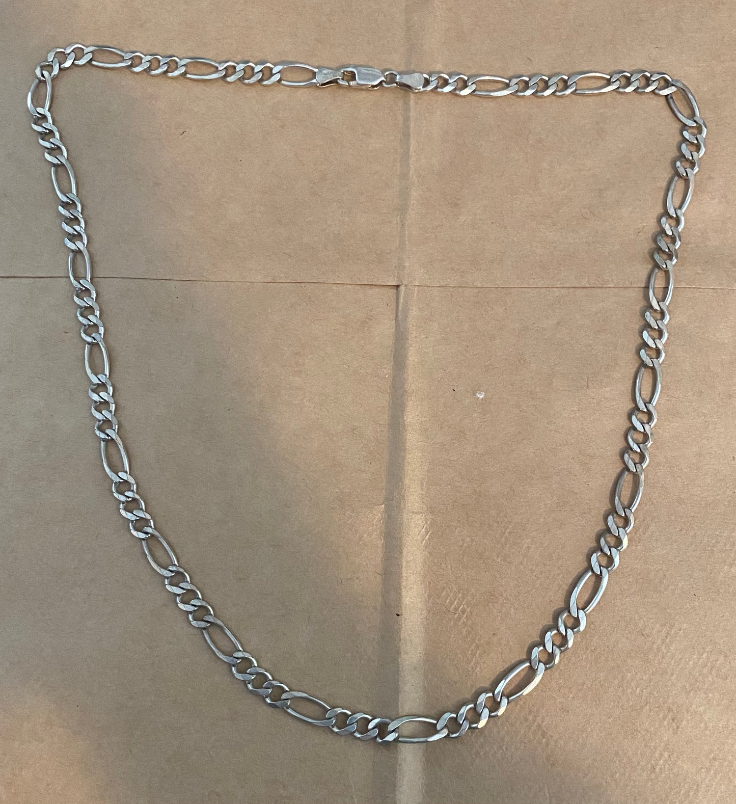 Sterling Silver 925 Flat Figaro Chain Link Necklace Wide