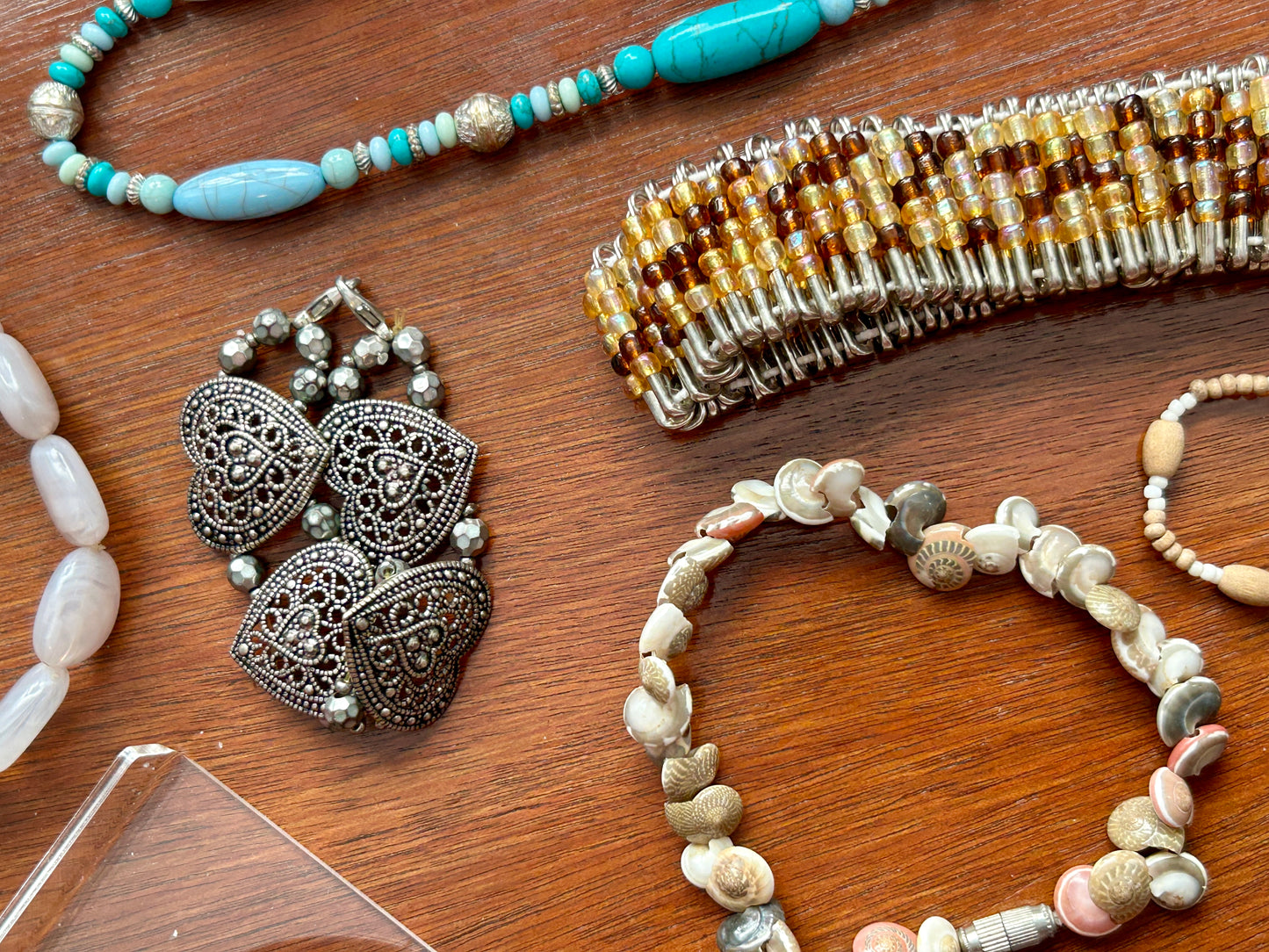 Vintage to Now Southwest Boho Jewelry Lot Faux Turquoise Stone Hearts Shell