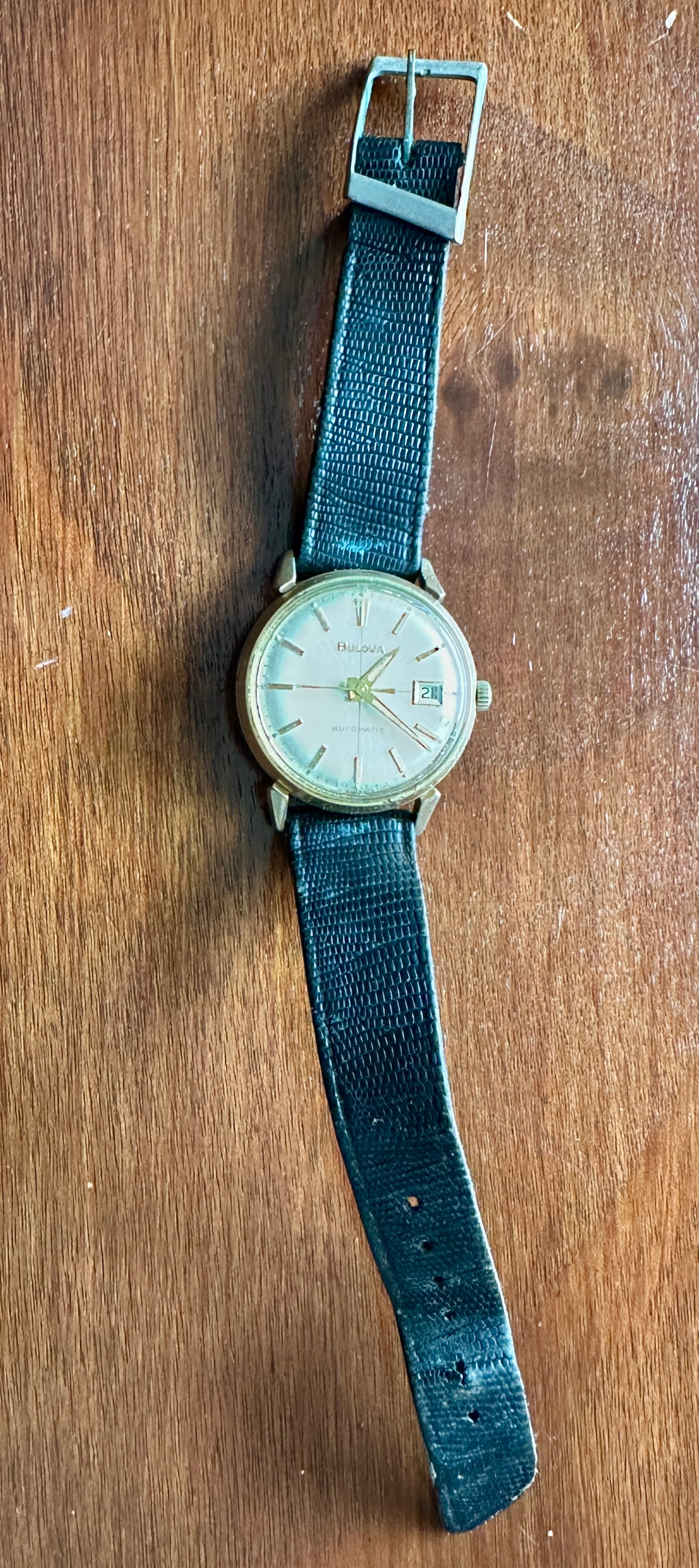Vintage Bulova Self Winding Automatic 17j Mens Wristwatch Watch Day Date 10k RG