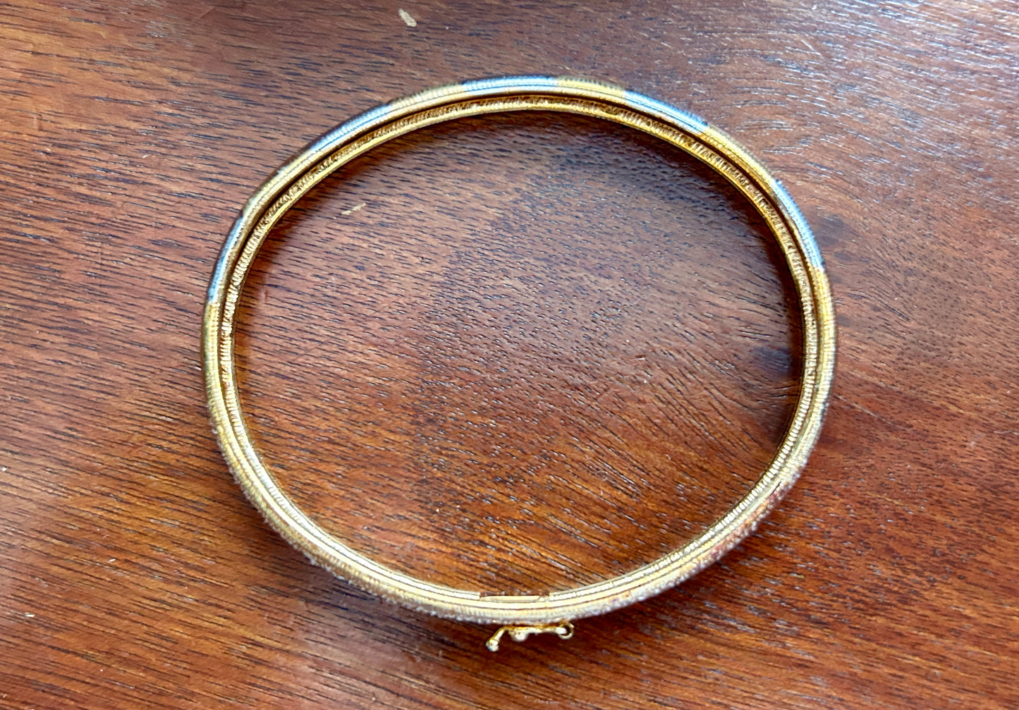 10k White Yellow Gold Plate Bangle Bracelet Hoop Earring Set