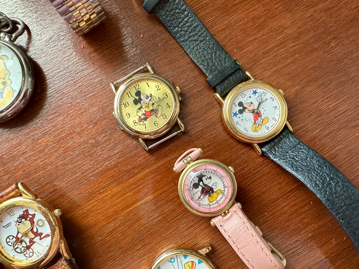 Lot of Vintage to Now Disney Winnie the Pooh Watches Pocket Wristwatches Taz