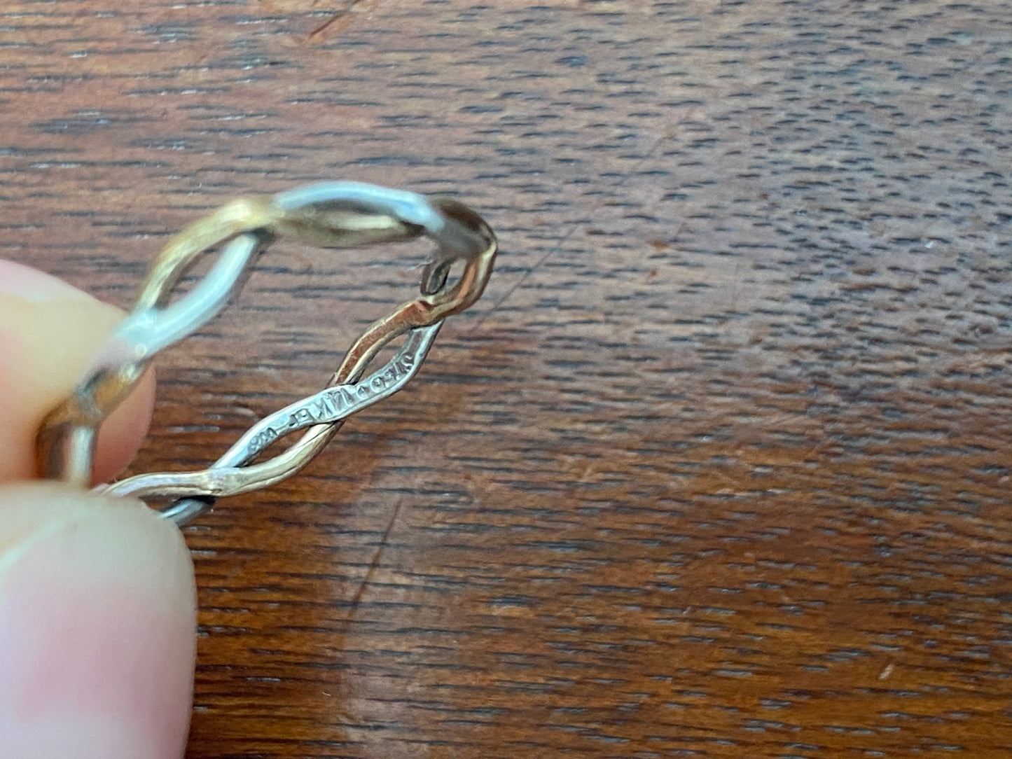 14k Yellow Gold Sterling Silver Wire Wrap Twist Ring Sz 5.5